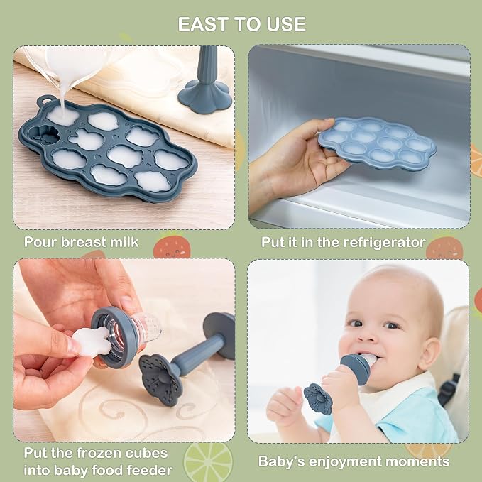 KingKam Baby Breastmilk Popsicle Molds & Baby Fruit Feeder, BPA Free Baby Food - Image 2