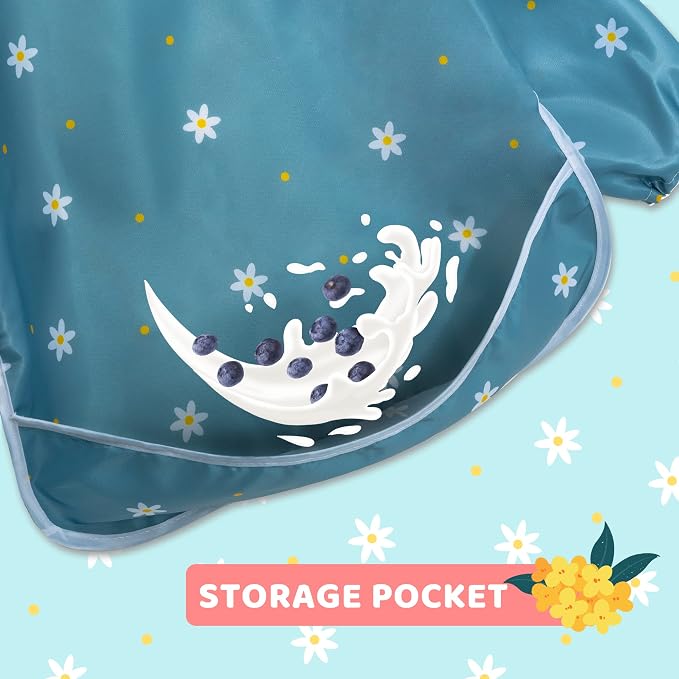Little Dimsum Baby Bib with Pocket Waterproof Toddler Bibs Infant Feeding Bibs - Image 3