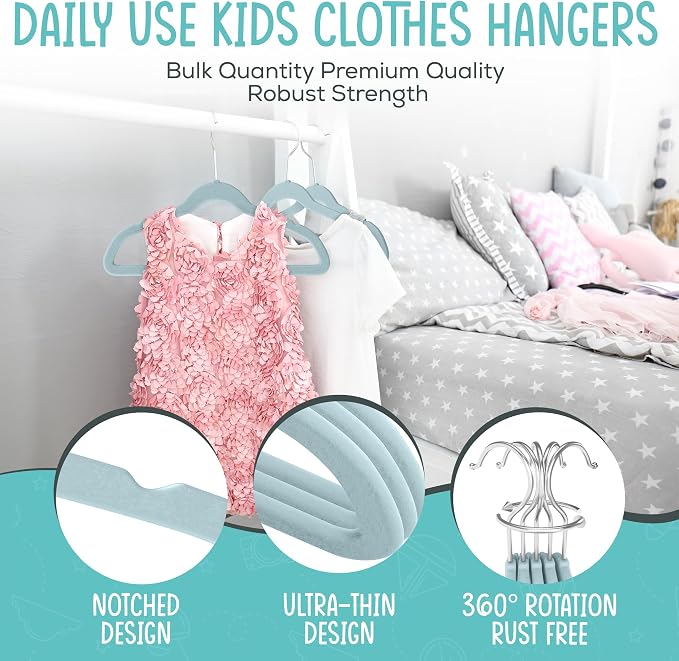 50 Premium Kids Velvet Hangers - Image 6