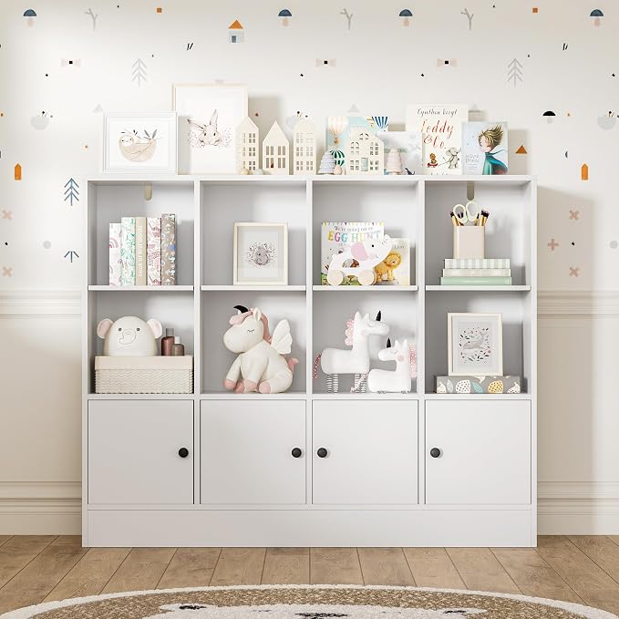 White Bookshelf, Wood Bookcase by DIYART