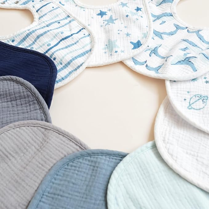Konssy 10-Pack Muslin Baby Bibs, Soft Cotton Bandana Bibs - Image 6