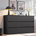 Black 9 Drawers Dressers for Bedroom, Curved Profile, Modern Flute Dresser TV by StandifurnoFurniture