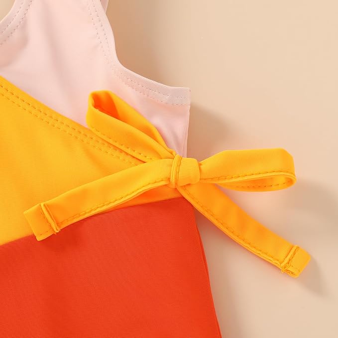 Happy Town Toddler Swimsuit Girl One Piece Bathing Suit Color Block Swimwear - Image 4