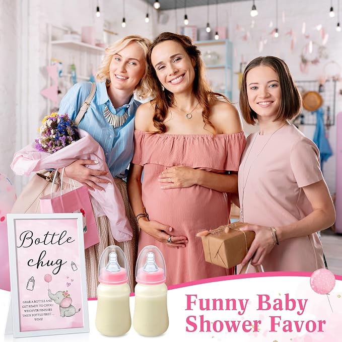 Roowest Bottle Chug Baby Shower Game Favors Including Pink Elephant Theme - Image 7
