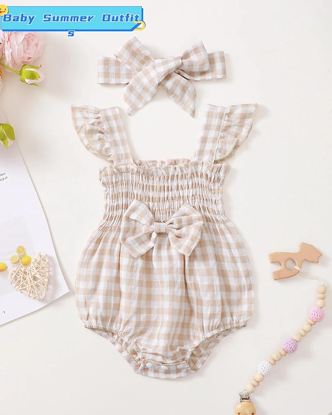 Renotemy Newborn Infant Baby Girl Clothes Rompers Summer Jumpsuits Short Sleeve - Image 2