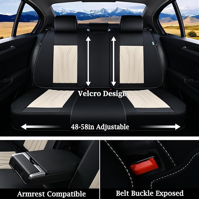 FLORICH Leather Seat Covers, Seat Covers Full Set, Car Seat Protectors 5 Seats - Image 4