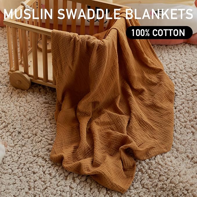 Muslin Swaddle Blankets for Baby Girls and Boys, 4 Pack Breathable and - Image 2