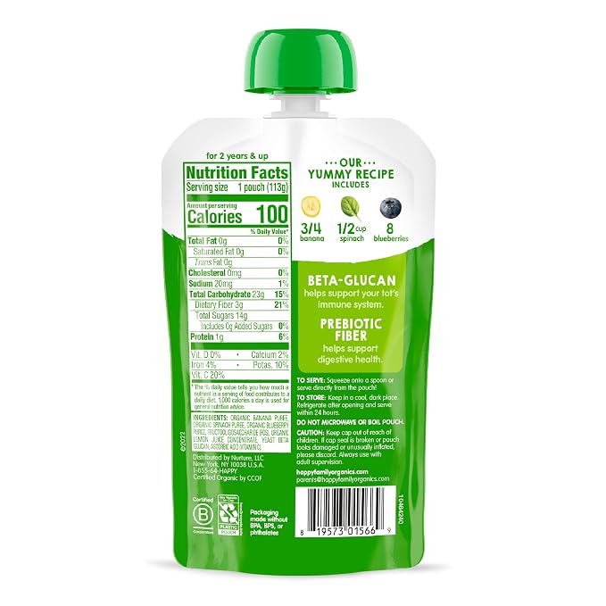 Happy Tot Organics Stage 4 Baby Food Pouches, Gluten Free, Vegan Snack - Image 7