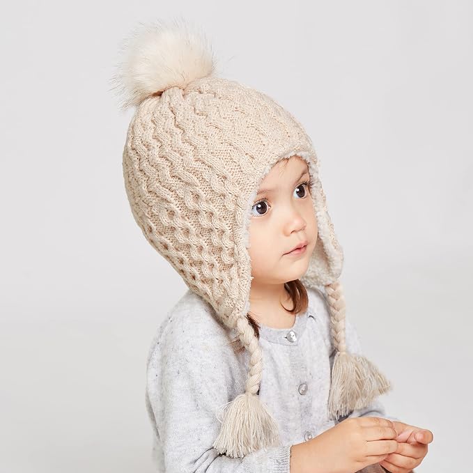 LANGZHEN Toddler Kids Infant Winter Hat, Earflap Knit Warm Cap Fleece Lined - Image 3