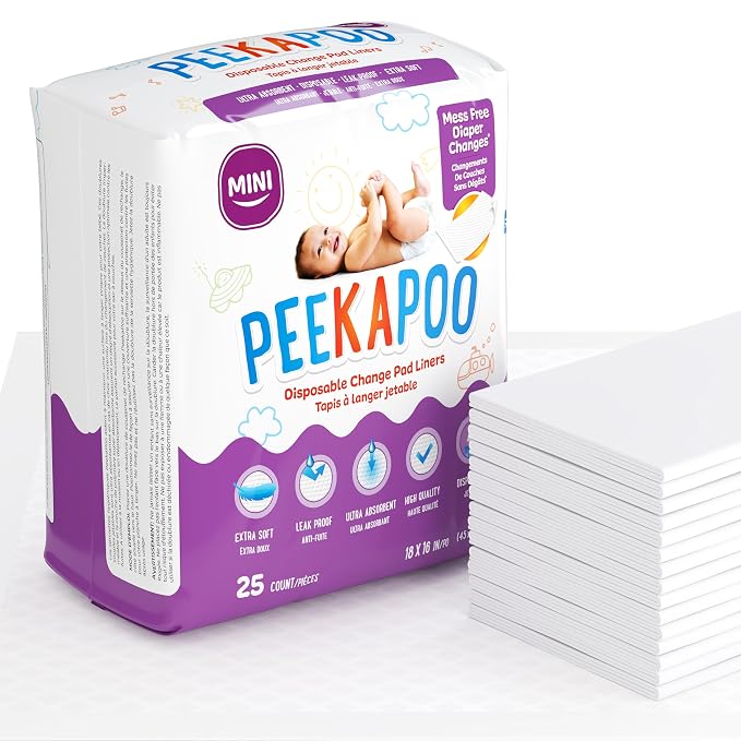 Peekapoo Mini – 25 Pack Disposable Changing Pads by PEEKAPOO