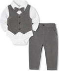 Baby Boy Clothes Suits Infant Gentleman Wedding Outfit Formal Dress Shirt Vest by Juivesia