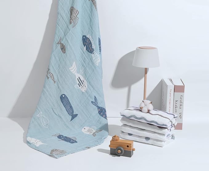Muslin Baby Quilt 100% Cotton Newborn Blanket 47" X 47" 2 Layers Muslin Swaddle - Image 5