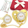 Personalized Pacifier Set with Name, BPA Free, Bling Gold Silver Pink Rose Gold by Ausbay