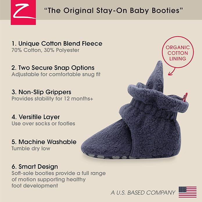 Zutano Unisex Fleece Baby Booties, Two Snap Closure, Newborn to 24 Months - Image 3