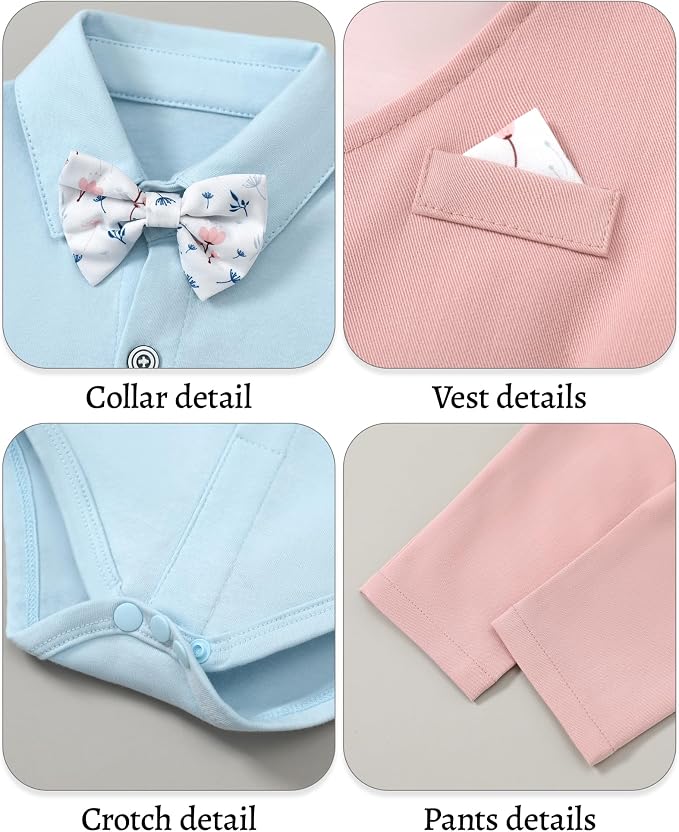 DISAUR Baby Boy Clothes Toddler Boy Outfits 4PCS Gentleman Dress - Image 4