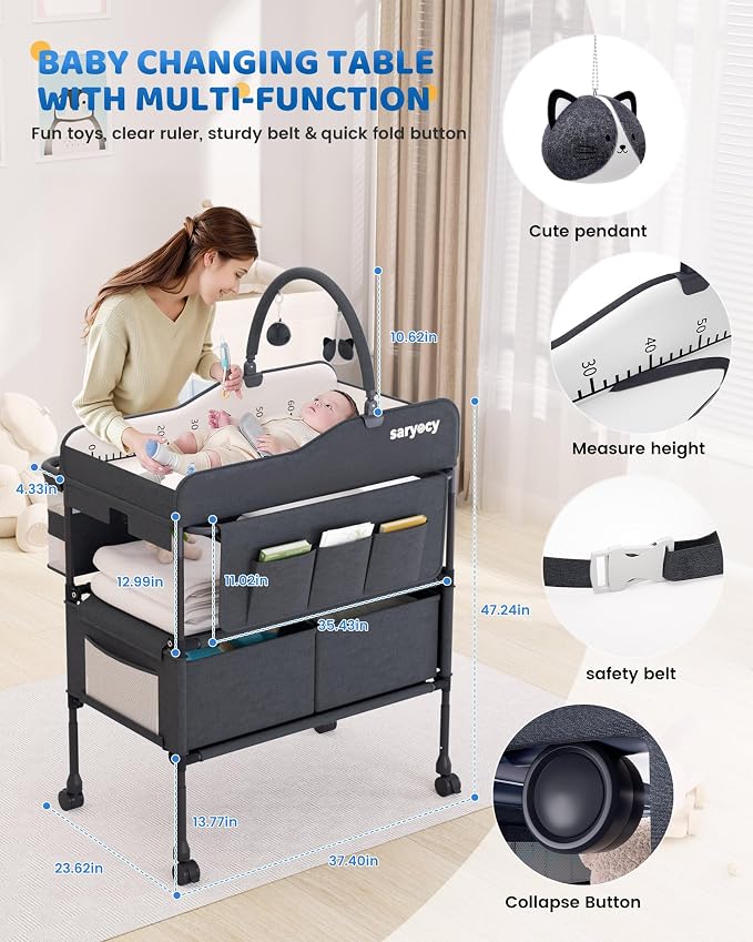 Baby Changing Table with Storage, Versatile Folding Changing Table, Baby - Image 4