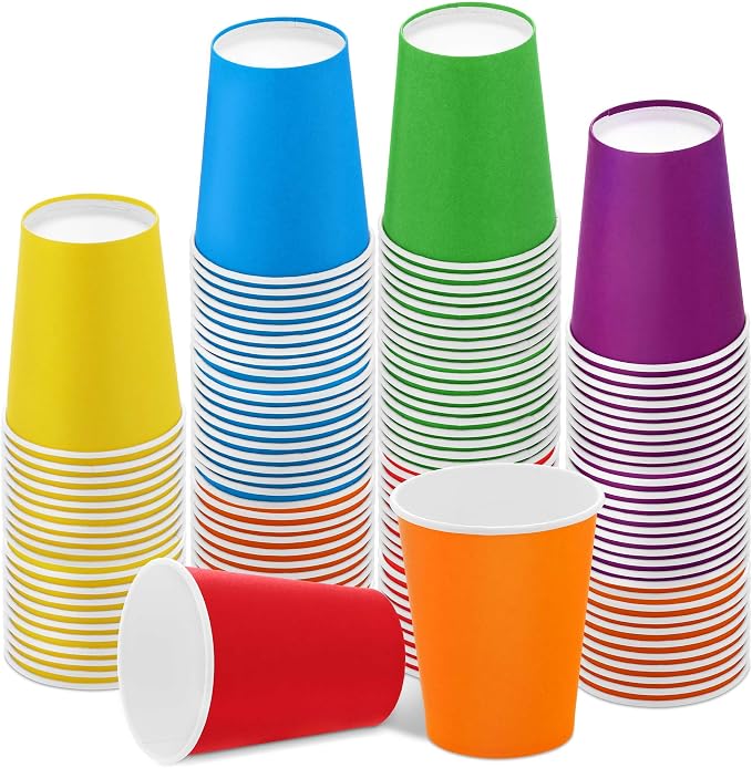 URATOT 120 Pieces 9 Ounce Disposable Paper Cups Rainbow Party Cups Drinking Cups by URATOT