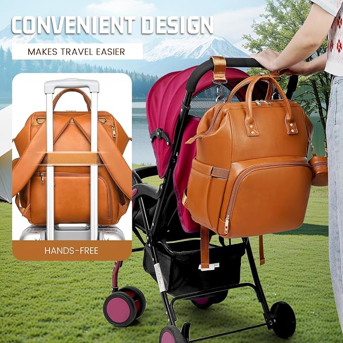 Premium Vegan Leather Diaper Bag Backpack - Image 5