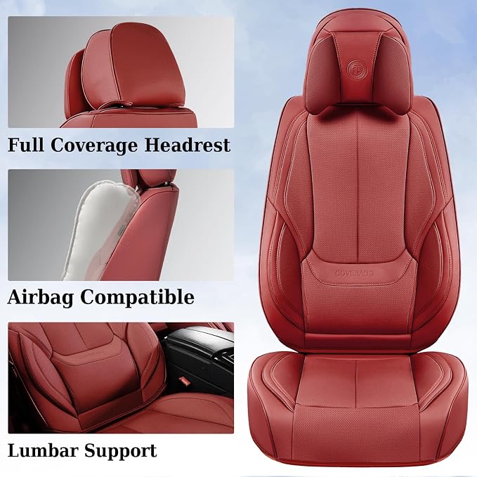 Coverado Universal Seat Covers Front, Waterproof Nappa Leather Car Seat Covers - Image 5