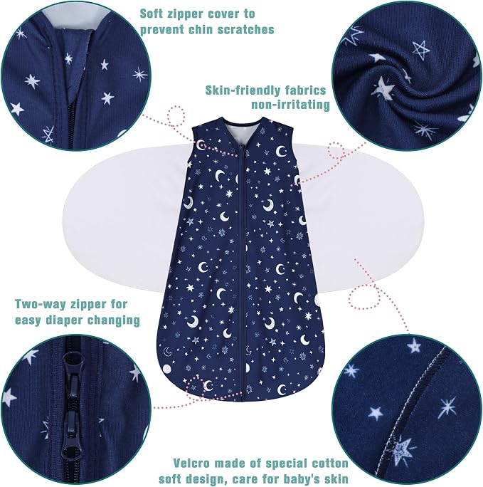 Newborn Sleep Sack Baby Swaddle, Swaddle me 6-12 Month, 3-Way Adjustable - Image 5