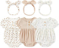 Newborn Baby Girl Clothes Cotton Bubble Romper Floral Short Sleeve Bodysuit 3 by MAMIMAKA
