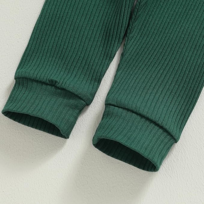 Newborn Baby Boy Girl Clothes Ribbed Knitted Long Sleeve Romper Pants Solid - Image 6