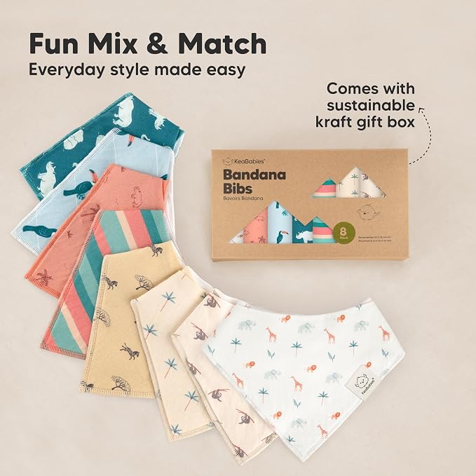 8-Pack Organic Baby Bandana Bibs - Image 9