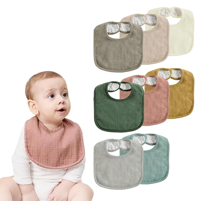 JELLYMONI 8 Pack Muslin Drool Bibs by JELLYMONI