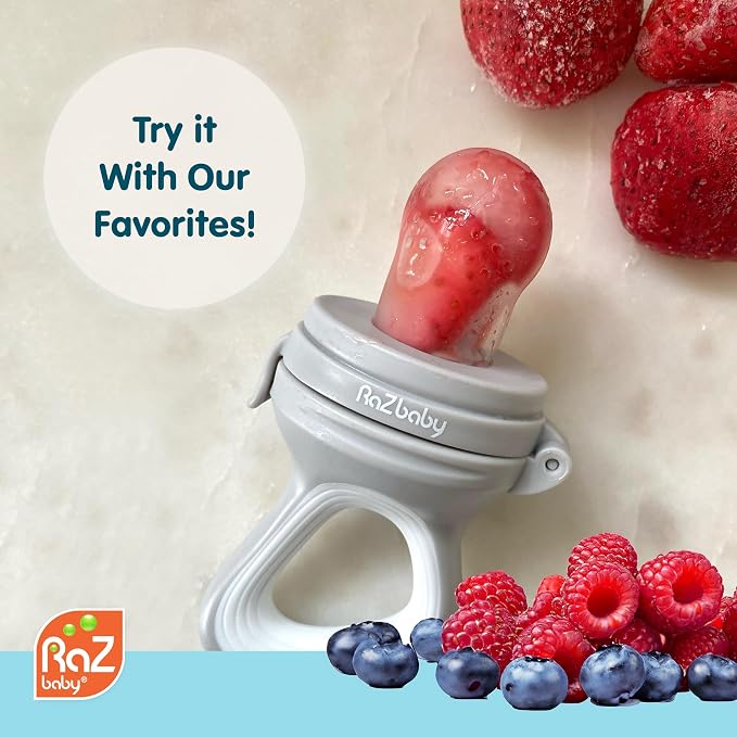 RaZbaby Baby Solids/Frozen Fruit Feeder Pacifier, Infant Teether Toy 6M+ - Image 7