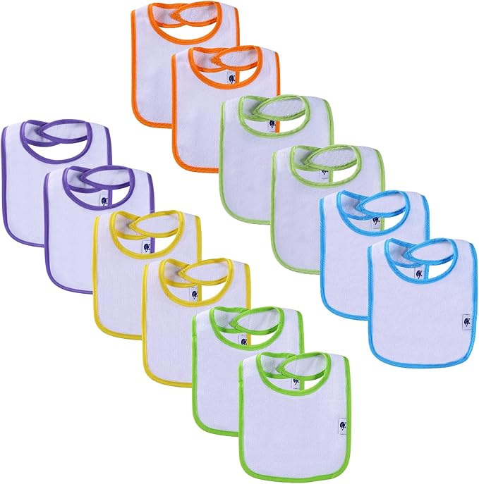 12 Pack Terry Drool Cotton Bibs, Unisex Baby Bibs by Nvatorfox