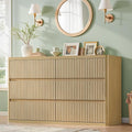 Natural 6 Drawers Dresser for Bedroom, Handleless, Modern Fluted Dresser TV by StandifurnoFurniture