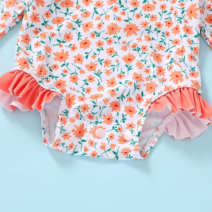 Infant Baby Girl Swimsuit One-Piece Long Sleeve Rash Guard - Image 6
