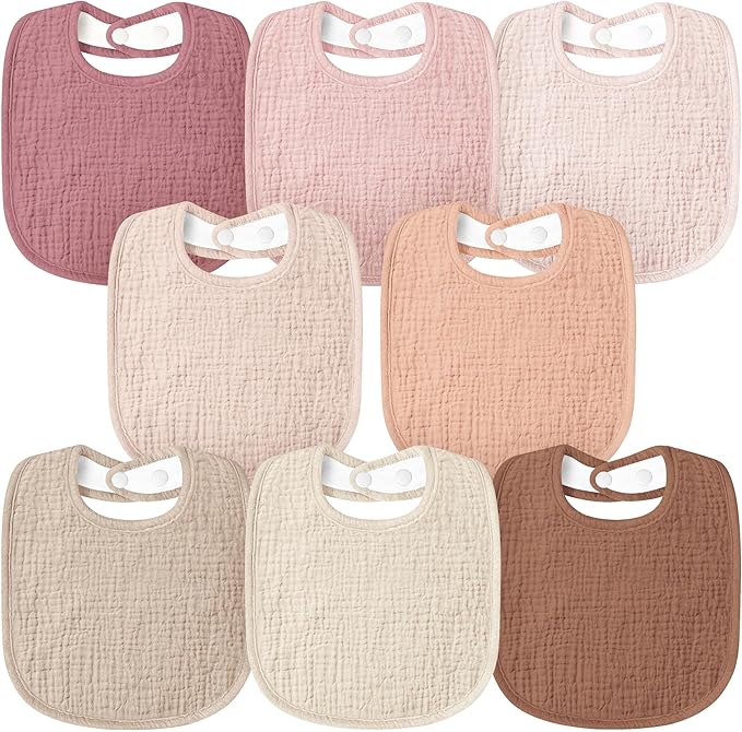 Susurration Muslin Baby Bibs 8 Pack Bandana Drool Bibs, Soft Square Adjustable by Susurration