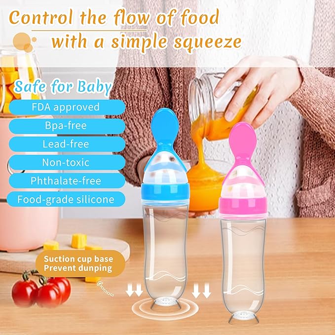 WAJIAYON Baby Food Feeder 3 Pack Silicone Baby Food Dispensing Spoon - Image 7