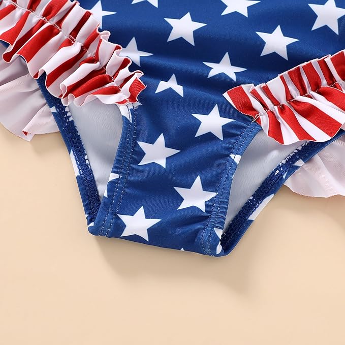 Happy Town Toddler Swimsuit Girl Solid Color Stripe One-Piece Baby Bathing Suits - Image 4