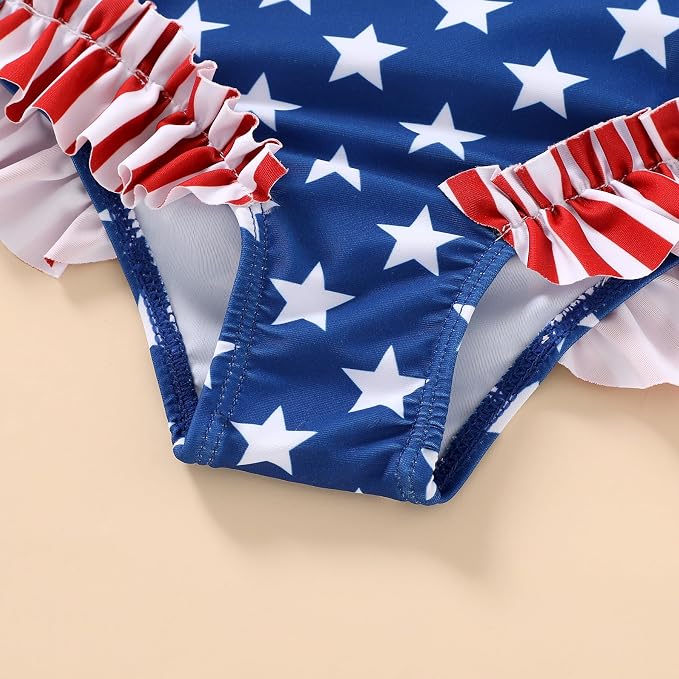 Happy Town Toddler Swimsuit Girl Solid Color Stripe One-Piece Baby Bathing Suits - Image 4