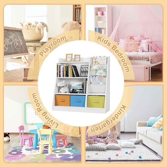 Kids Bookshelf Wood Montessori Toy Storage Organizer Cabinet Shelf Child - Image 4