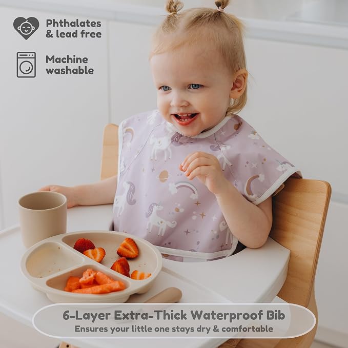 6-Layer Waterproof Baby Bib, Reversible, Adjustable, Stain Oil Resistant - Image 5