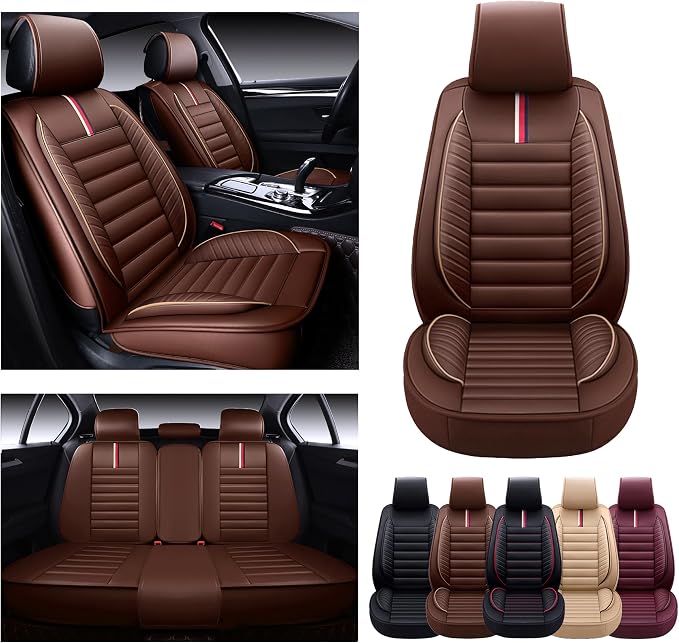 OASIS AUTO Car Seat Covers Premium Waterproof Faux Leather Cushion Universal - Image 8