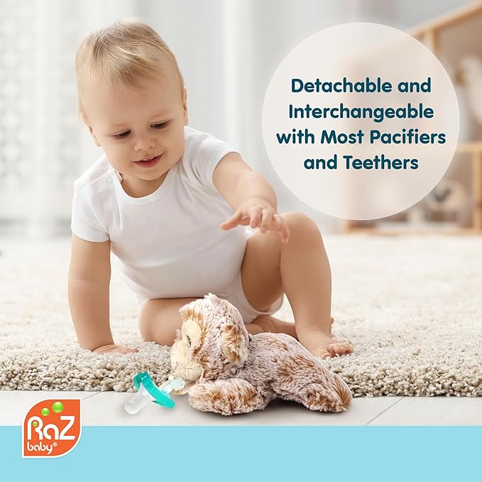 RaZbaby JollyPop Pacifier, Holder w/Detachable Baby Pacifier, Stuffed Animal - Image 5