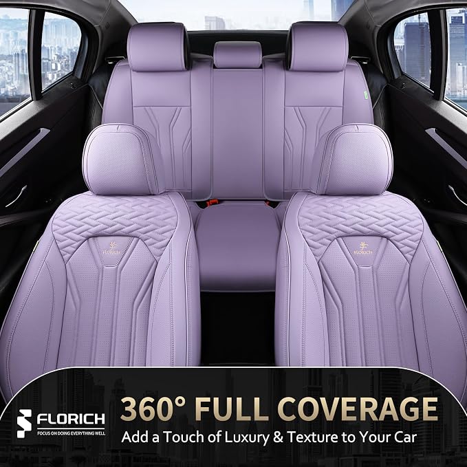 FLORICH Leather Car Seat Covers Full Set, Universal Full Coverage Car Seat - Image 8