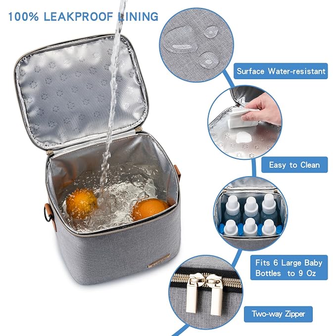 Breastmilk Cooler Bag with Ice Pack Fits 6 Baby Bottles Up to 9 Ounce, Baby - Image 3