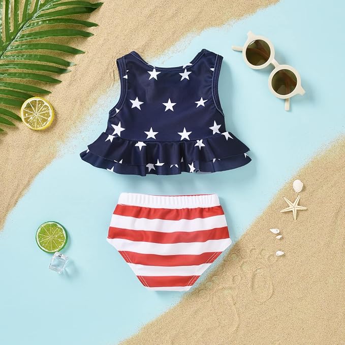 Aalizzwell Toddler Baby Girl Bathing Suit Two Piece Swimsuit Bikini Beach Wear - Image 6