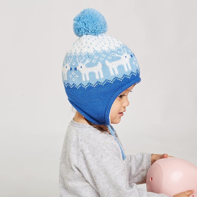LANGZHEN Toddler Kids Infant Winter Hat, Earflap Knit Warm Cap Fleece Lined - Image 3