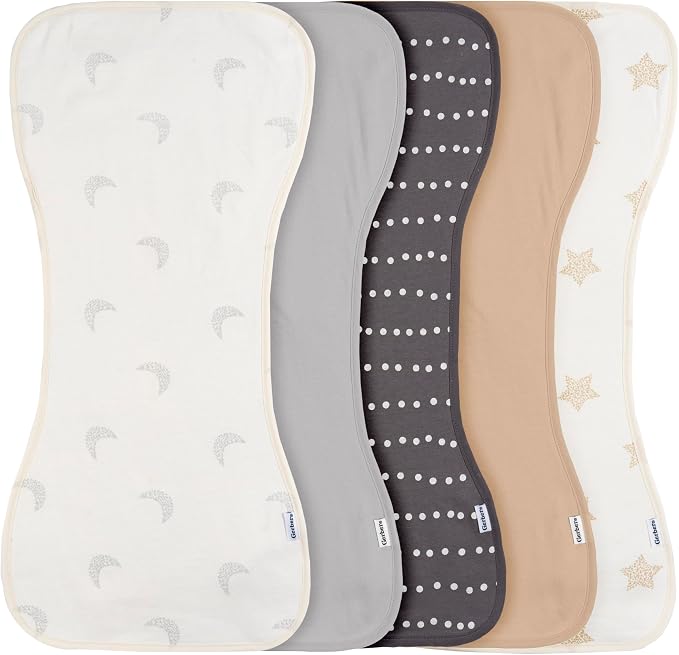Gerber Baby Unisex Burp Cloths 5-Pack, Tan Grey, Size 10.5" x 21" by Gerber