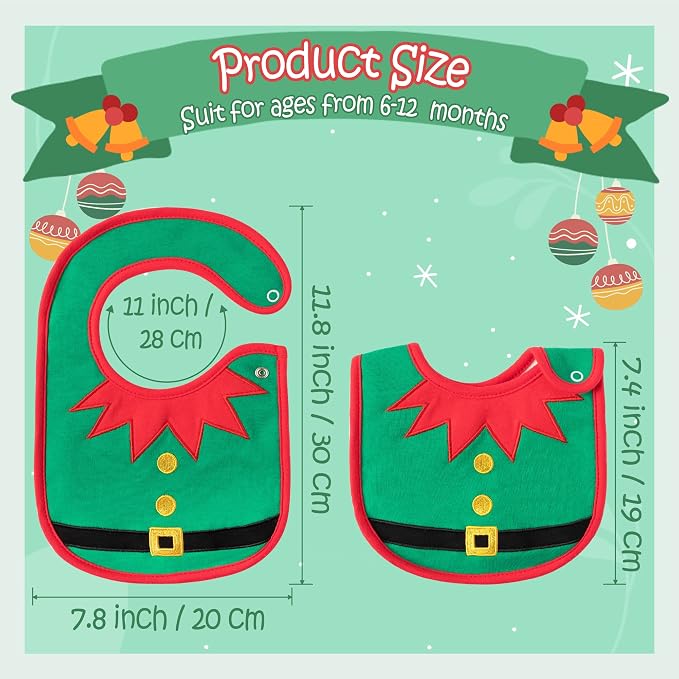 3Pcs Christmas Baby Cotton Bibs - Image 2