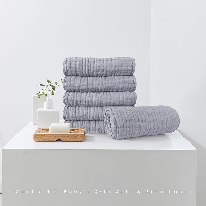 Muslin Burp Cloths 100% Cotton Large 20''x10'' Extra Soft and Absorbent Baby - Image 3