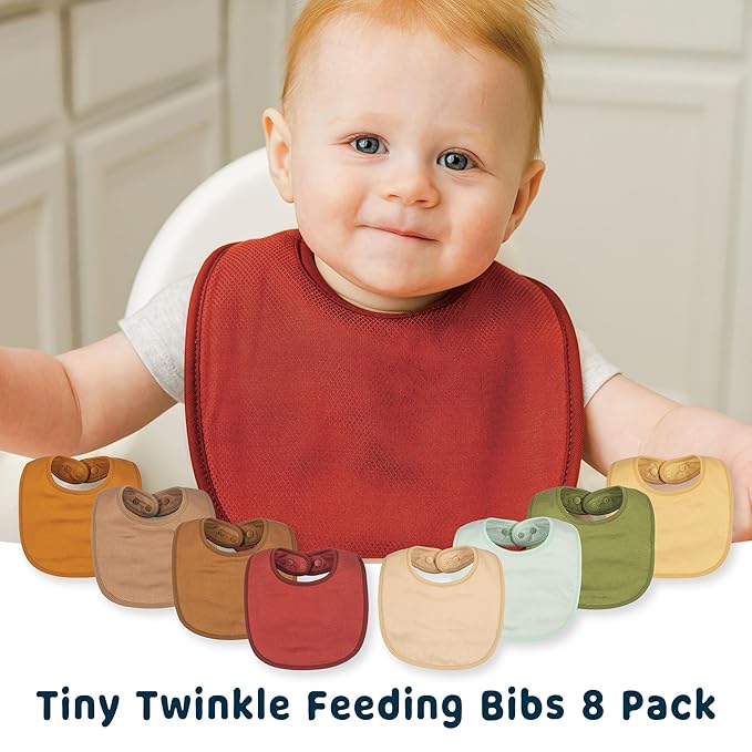 Tiny Twinkle 8 Pack Baby Bibs for Drooling and Teething – Waterproof & - Image 7