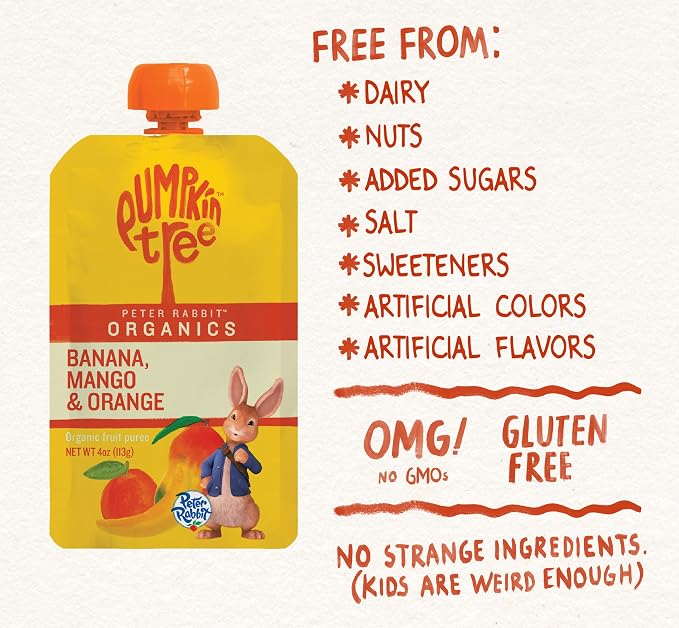 Pumpkin Tree Peter Rabbit Organics Mango, Banana and Orange Snacks, 4 Oz - Image 4