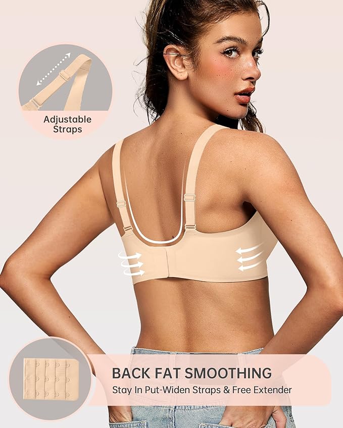OEAK Womens Deep V Bras Wireless Comfortable Bra Supportive No Underwire Bras - Image 3